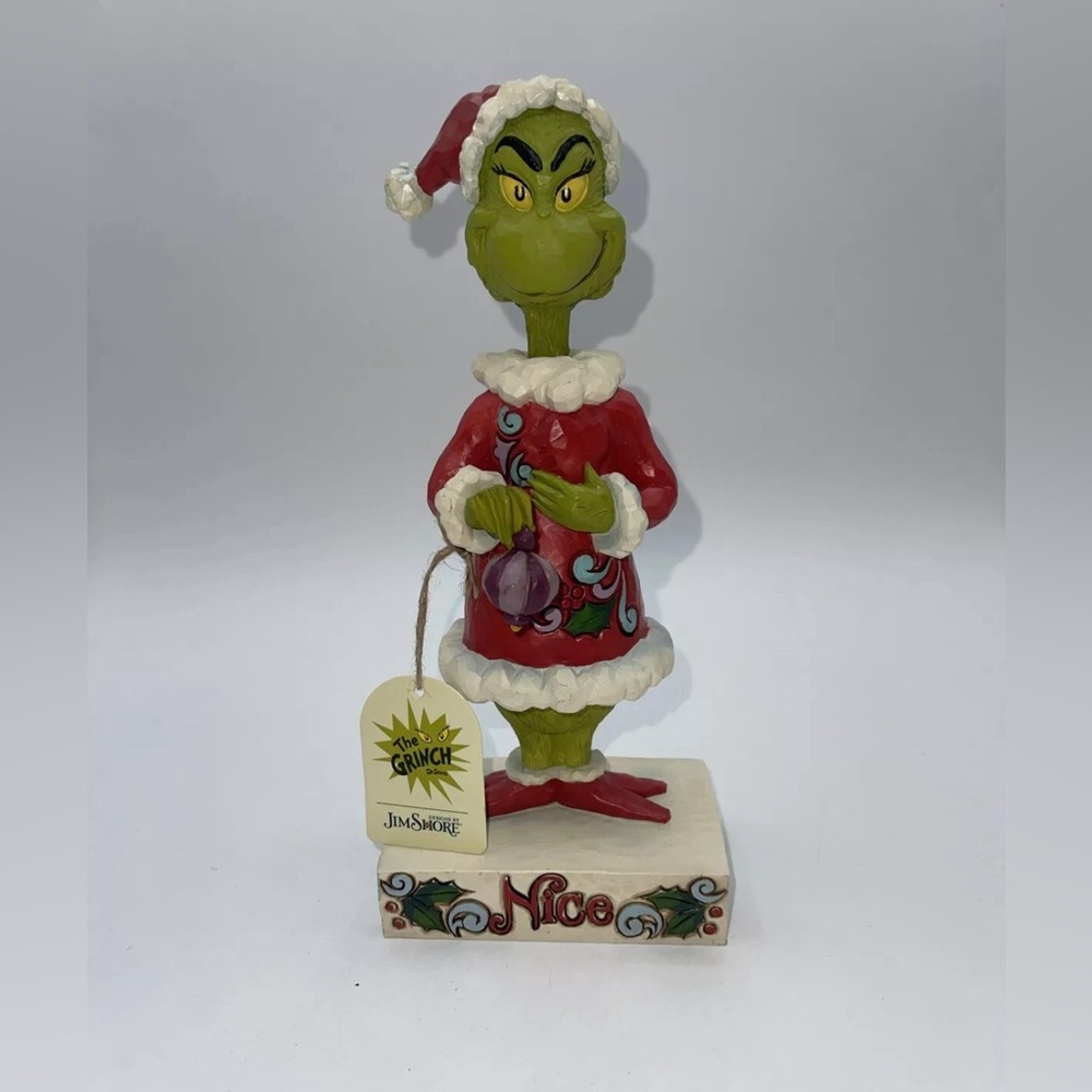 Dr. Seuss Jim Shore Grinch Naughty Nice 2 Sided Statue Figurine 6002068 9” NEW